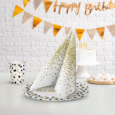 Famanu - Papieren Servetten – 20 stuks 33x33 cm – Confetti Design – Luxe Decoratie Servetten met Waterbasis Inkt