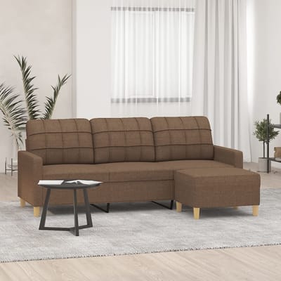 vidaXL - Driezitsbank - met - voetenbank - 180 - cm - stof - bruin