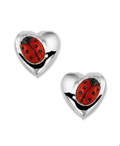 TFT Oorknoppen Hart Lieveheersbeestje Zilver Glanzend 3 mm x 4 mm
