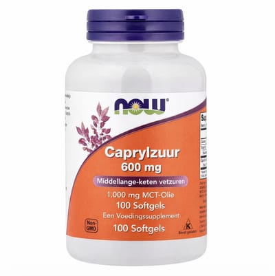 NOW Foods Caprylzuur 600 mg – 100 Softgels | MCT Vetzuur Supplement / Caprylic Acid Dietary Supplement
