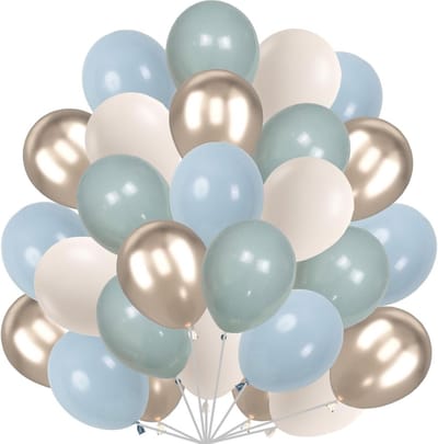 60 Stuks Blauwe Sandkleurige Ballonnen, 12 Inch Metallic Champagne Gouden Ballonnen voor Boho Verjaardagsfeest, Bruiloft en Babyshower Decoratie