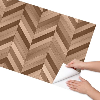 Coloray Meubel Wrap Folie - Bruin Meubelfolie - 65x130 cm - Meubel Wrap Folie Houten visgraatmotief - Plakfolie Meubels - Geometrische Meubelfolie - Decoratiefolie Zelfklevend - Slaapkamer decoratie - Achtergronden en patronen