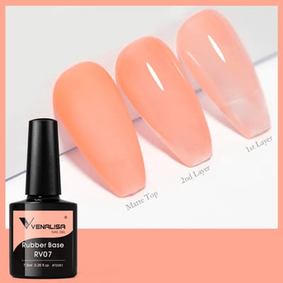 Venalisa Rubber Base UV Gellak Perzik - 7.5 ml - RV07 - Rubber Base Coat - Rubber Base Gel - Rubber Base Gellac - Venalisa Gellak - Gellak Nagellak