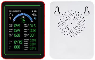 Luchtkwaliteitsmeter - CO2 TVOC Tester - Binnenlucht Meten - Meerdere Sensoren - 90x70x35mm - Wit