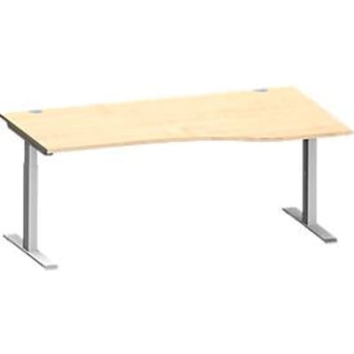 Schäfer Shop  Genius Bureautafel in vrije vorm MODENA FLEX, C-poot rechthoekige buis, B 1800 mm, aanbouw rechts, esdoorn/blank aluminium