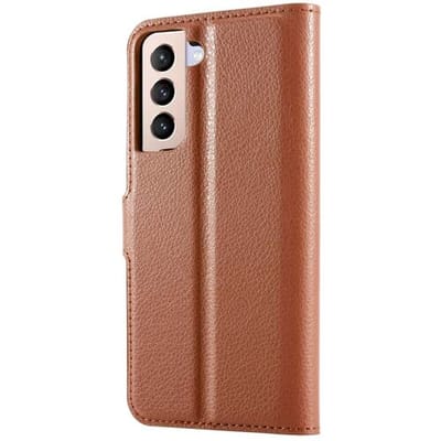 ShieldCase Hoesje geschikt voor Samsung Galaxy S21 Plus wallet bookcase - bruin - Stijlvolle Beschermhoes - Duurzaam Telefoonaccessoire - Handige Opbergvakken Hoesje - Luxe Wallet Cover