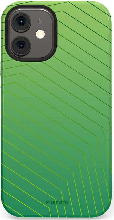 Casetastic Hoesje Geschikt voor Apple iPhone 12 Mini - Stijlvolle Beschermende Duo-layer Case - Neon Groen Net