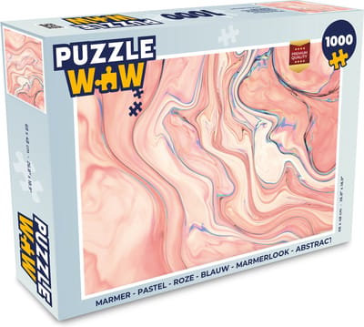 Puzzel Marmer - Pastel - Roze - Blauw - Marmerlook - Abstract - Legpuzzel - Puzzel 1000 stukjes volwassenen