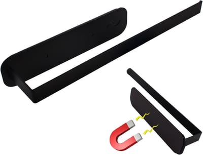 Magnetische Keukenrolhouder zonder Boren - Stijlvolle Zwarte RVS Rolhouder met Sterke Hechting voor Koelkasten en Magnetrons