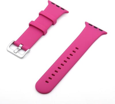 By Qubix - Geschikt voor Apple Watch bandje - Rubberen Siliconen sportbandje met gesp - Roze - Geschikt voor Apple Watch 44mm / 45mm / 46mm / 49mm (Ultra 1,2 en 3) - siliconen sport bandje - smartwatchbandje
