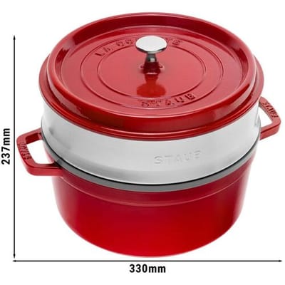STAUB LA COCOTTE - Kookpot met stoominzet - Ø 260mm - Gietijzer - Kersenrood