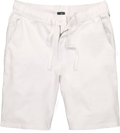 JP 1880 - Heren - Bermuda seersucker tailleband met knoop en rits 4 zakken - Off-white - Maat 7XL