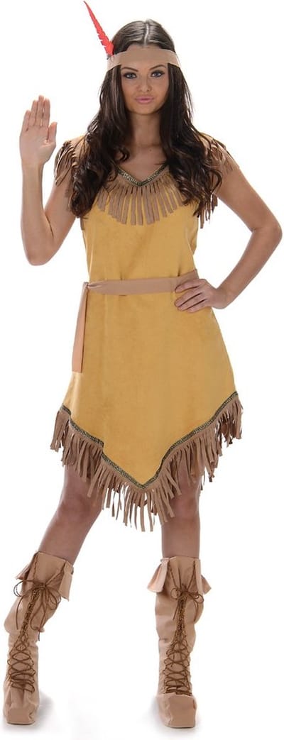 Karnival Costumes Verkleedjurk Indiaan Carnavalskleding Dames Carnaval - Polyester - Geel - Maat XS - 2-Delig Jurk/Hoofdband