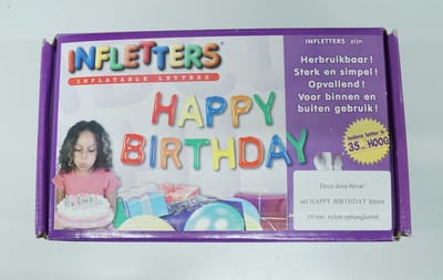 Opblaasletters Happy Brithday - letterslinger Happy Brithday - verjaardag slinger - grote verjaardag slingers - opblaas letters verjaardag - gekleurd slinger Happy Brithday