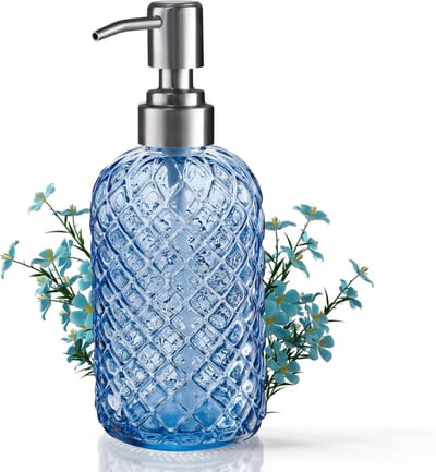 carmdering - Zeepdispenser - Zeeppompje - Glazen Dispenser - Roestvrijstalen Pomp - 14 Oz Capaciteit - Hoogwaardig Glas - Modern Ontwerp - Veelzijdig Gebruik - 1 Stuk