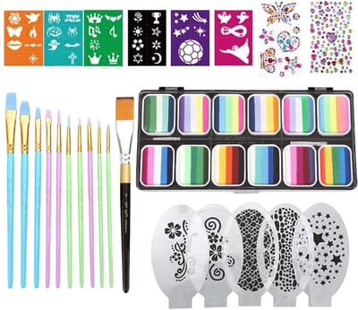Gezichtsschilderij Kit - Schmink Set - Creatieve Expressie - 12 Kleuren Palet - 21 cm - Meerdere Kleuren