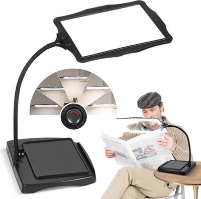 Loeplamp met led verlichting-staande loeplamp met verlichting- 48 superheldere LED-vergrootglazen - 360° flexibel vergrootglas met standaard voor handsfree gebruik - geschikt voor naaien-lezen-knutselen en voor senioren - zwart