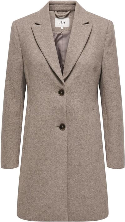 Jacqueline de Yong beige dames jas   Revers kraag   Regular fit   Steekzakken   Gemeleerd patroon   Knoopsluiting   Lange mouw Beige S