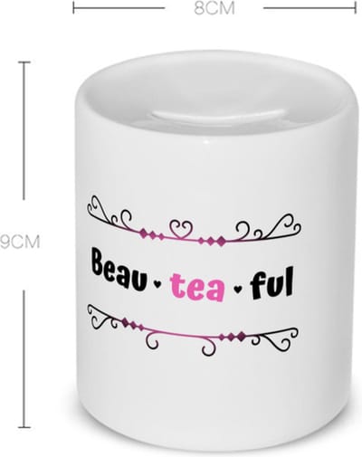 Akyol - beau tea ful Spaarpot - Thee - mooie mensen die houden van thee - verjaardag - cadeau - kado - geschenk - 350 ML inhoud