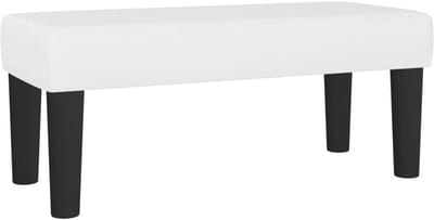Witte Leren Poef Bank voor Woonkamer 70x30x30 cm