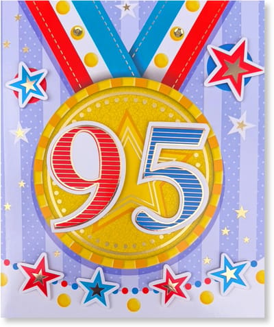 Maxi Kaart - 95 Jaar Felicitatie Wenskaart - 21x25cm - XL Verjaardag Wenskaart - Leeftijd Kaart Inclusief Envelop