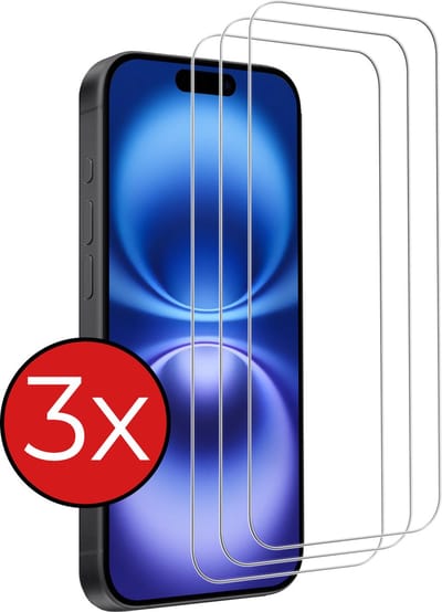 Screenprotector - 3 Stuks - Geschikt voor Apple iPhone 16 - Volledige Dekking - Beschermglas - Gehard Glas - Tempered Glass - Screen Protector