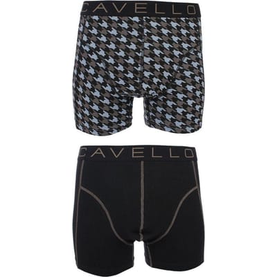 Cavello - 2-pack Boxershorts Zwart / Pepita Print - S