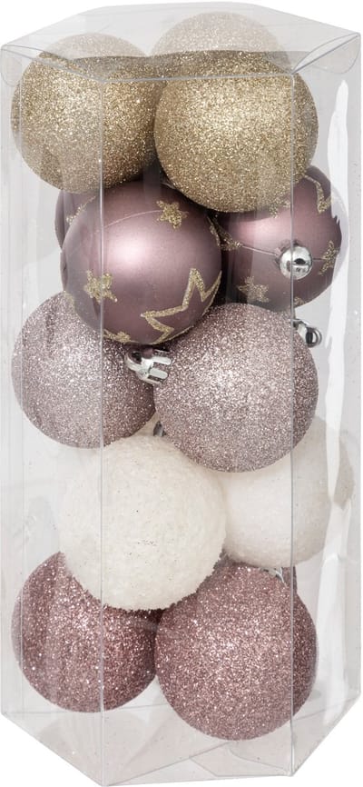 Atmosphera kerstballen in het champagne en roze - 15x stuks - 5 cm - kunststof - kerstversieringen