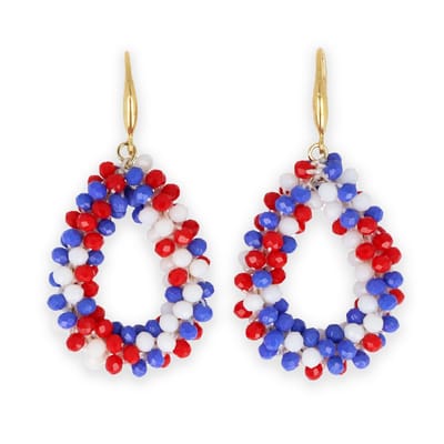 Lajetti - Druppel Oorbellen Rood Wit Blauw Dames Nederland - Stainless Steel Koningsdag EK WK - Glaskralen