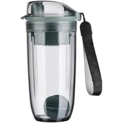 Bouteille de sport en plastique de 400 ml avec couvercle à boule fouettée, filtre à thé, tasse à protéines, sans BPA, anti-fuite, durable 400ml gris