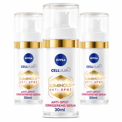 3 x NIVEA - Gezichtsserum - CELLular LUMINOUS630 Tegen Vlekken - Tegen pigmentvlekken - Voor alle huidtypen - Met Hyaluron & Vitamine E - 30 ml - Grootverpakking - Anti-spot Serum - Pigmentvlekken - Huidverzorging - Huidverlichting - Zonvlekken