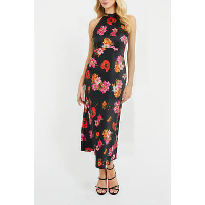 GUESS  Eco Sl Diana Dress Floral Black Ground Taglia: XS | Abiti Midi Outlet | Donna | Nero