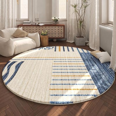 Marokkaanse stijl Slaapkamer Decoratie Rond Tapijt Pluizig Zacht Pluche Vloermat Amerikaanse Retro Tapijten voor Woonkamer Verdikte Studiekamer Tapijt 80x80CM