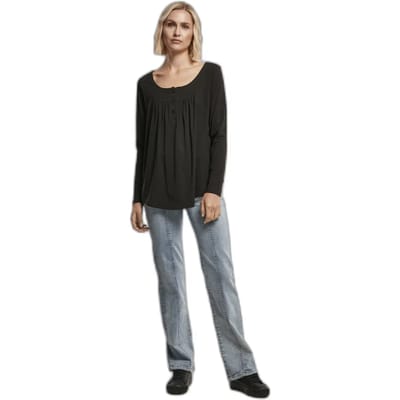 Urban Classics - Viscose Button Up Longsleeve top - XS - Zwart