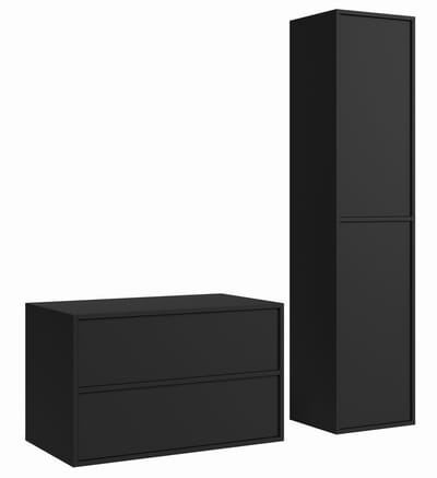 Badplaats Wastafelkast Mali 80 cm – Mat Zwart – Badmeubel met Kolomkast