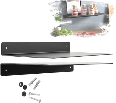 SOTECH Design wandplank HOVER-III 350 x 130 x 30 mm zwart, wandhangend, plank incl. bevestigingsset voor badkamer, keuken of woonkamer