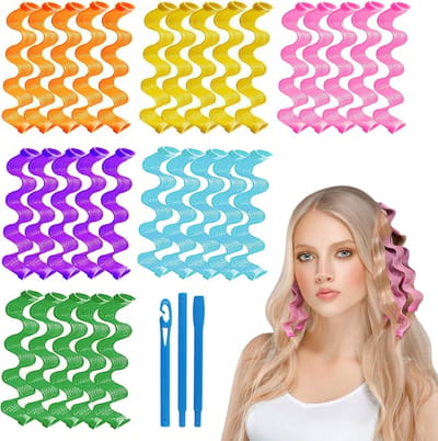 30-delige Lockenwickler Set voor Lang Haar, Spiralen en Golven zonder Hitte, Inclusief 2 Styling Haken voor Alle Haartypes en Lengtes