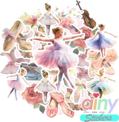 Ainy Ballet Stickers 45 stuks voor bullet journal, fotoalbum, wenskaarten, laptop, telefoon - ook geschikt als ballet geschenksticker, skateboard stickers, graffiti stickers, knutselen stickervellen voor kinderen en volwassenen