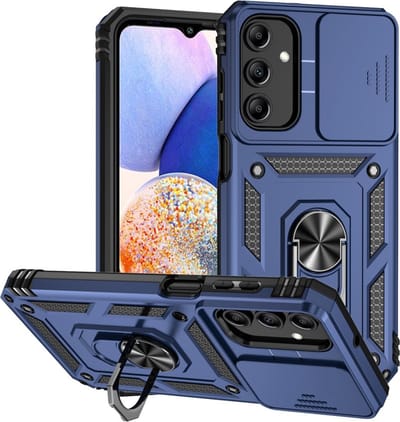 Coverup Hoesje - Geschikt voor Samsung Galaxy A15 Hoesje - Coverup Armor Ring Kickstand Back Cover met Camera Shield - Blauw