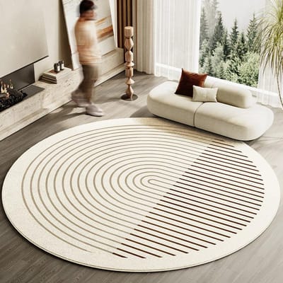 Decoratie Woonkamer in Japanse Stijl Gestreept Tapijt Huis Rond Anti-slip Mat Dik Wasbaar Loungekleed Eenvoudige Kleden voor Slaapkamer 100x100cm