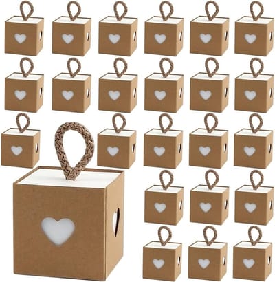 30 Stuks Huwelijksbedankjes Dozen, Kleine Hartvormige Papieren Giftboxen voor Snoep en Chocolade, Perfect voor Bruiloften en Feestjes