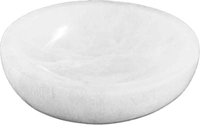 Grote Ronde Seleniet Schaal 14 cm voor Kristallen Opladen, Meditatie en Helende Energie