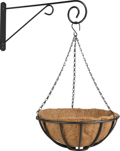 Hanging baskets 35 cm met muurhaak - Complete hangmand set van metaal