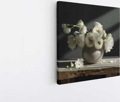 Saammp Canvas Schilderij - Bloemen in een vaas in zonsopgang - Natuur - 20x20 - Foto op canvas - Wanddecoratie - Muurdecoratie Woonkamer - Kantoor Decoratie