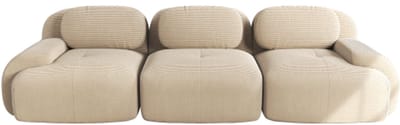 3-zits bank van premium cordstof, modulair combineerbaar, antislip, montagevrij, ergonomische armleuningen en zeer elastische vulling voor woonkamer en slaapkamer, beige