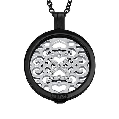 Quiges Munthouder met Ketting en Munt - Dames - RVS Zwart - 33mmØ