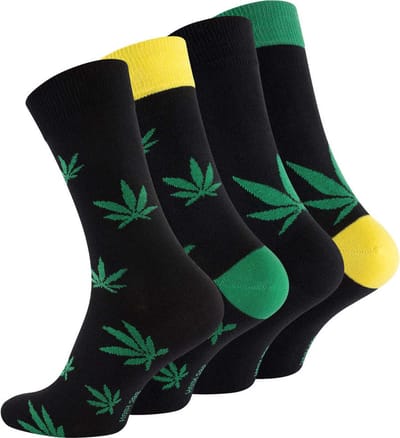 Calzera 4 Paar Wiet Sokken - Cannabis sokken - Weed - Hennep - 365 High - Stoners sokken - Maat 40-46