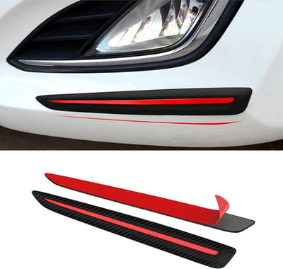JHUBERS- Bumperbescherming Universeel - Rubber - Autosticker - Zwart/Rood - 30 x 3,5 cm - 2 Stuks - Bumpersticker