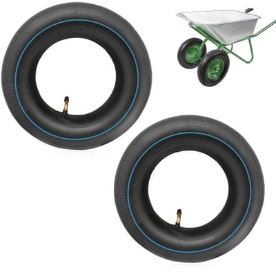 Dailygoods- Kruiwagenband 4.10/3.50-6 - Binnenband - Gebogen Klepsteel - Duurzaam Rubber - Robuust - Optimale Luchtdichtheid