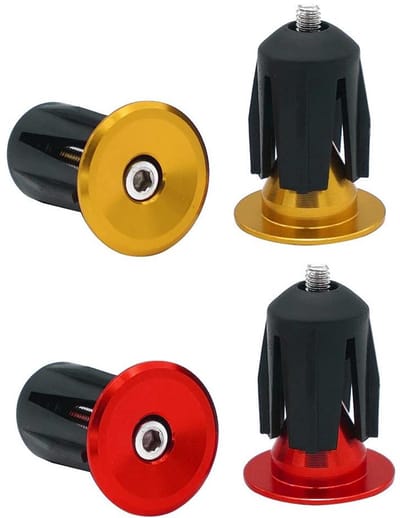 Fietsstuur Einddoppen - Stuurgrepen Set - Fiets Bescherming - Aluminium Legering - 2 Paar - Goud Rood